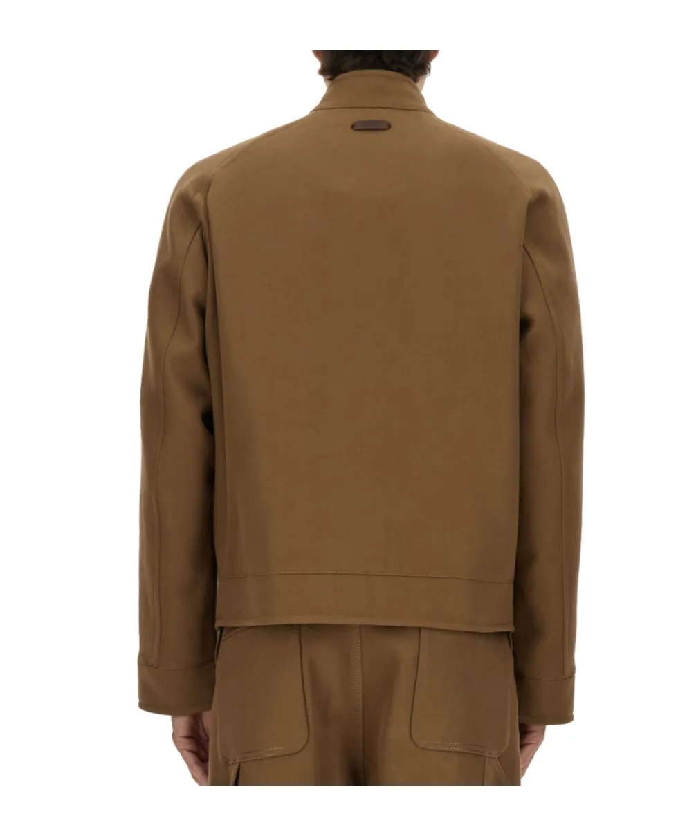 High-Neck Zipped Bomber Jacket