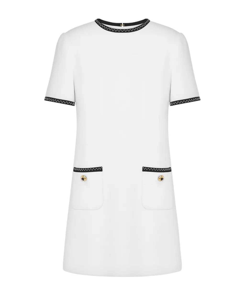 Contrasting-Trim Knitted Minidress