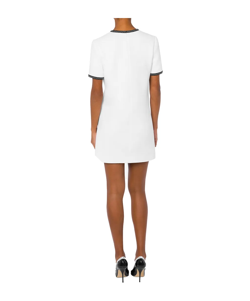 Contrasting-Trim Knitted Minidress