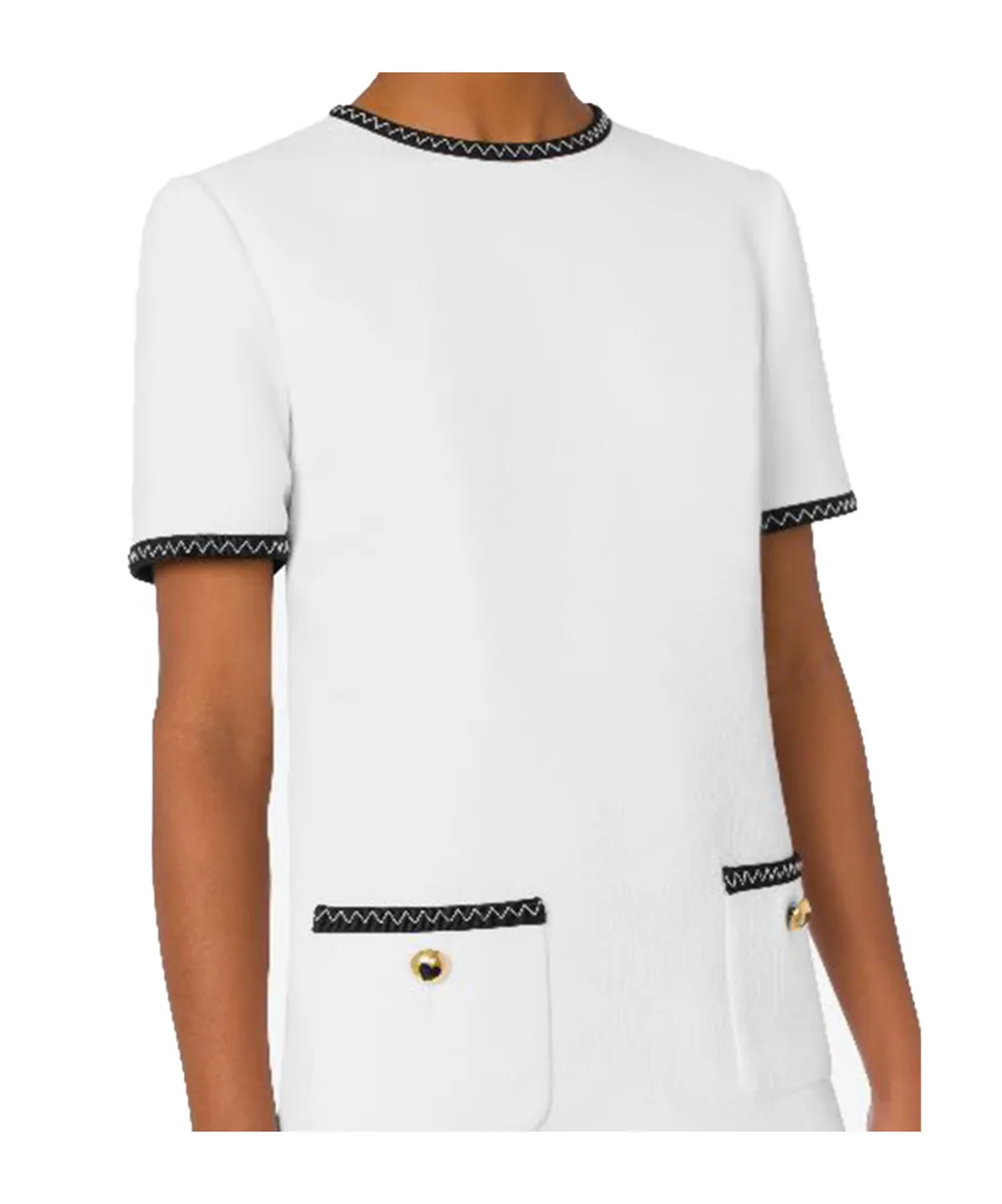 Contrasting-Trim Knitted Minidress