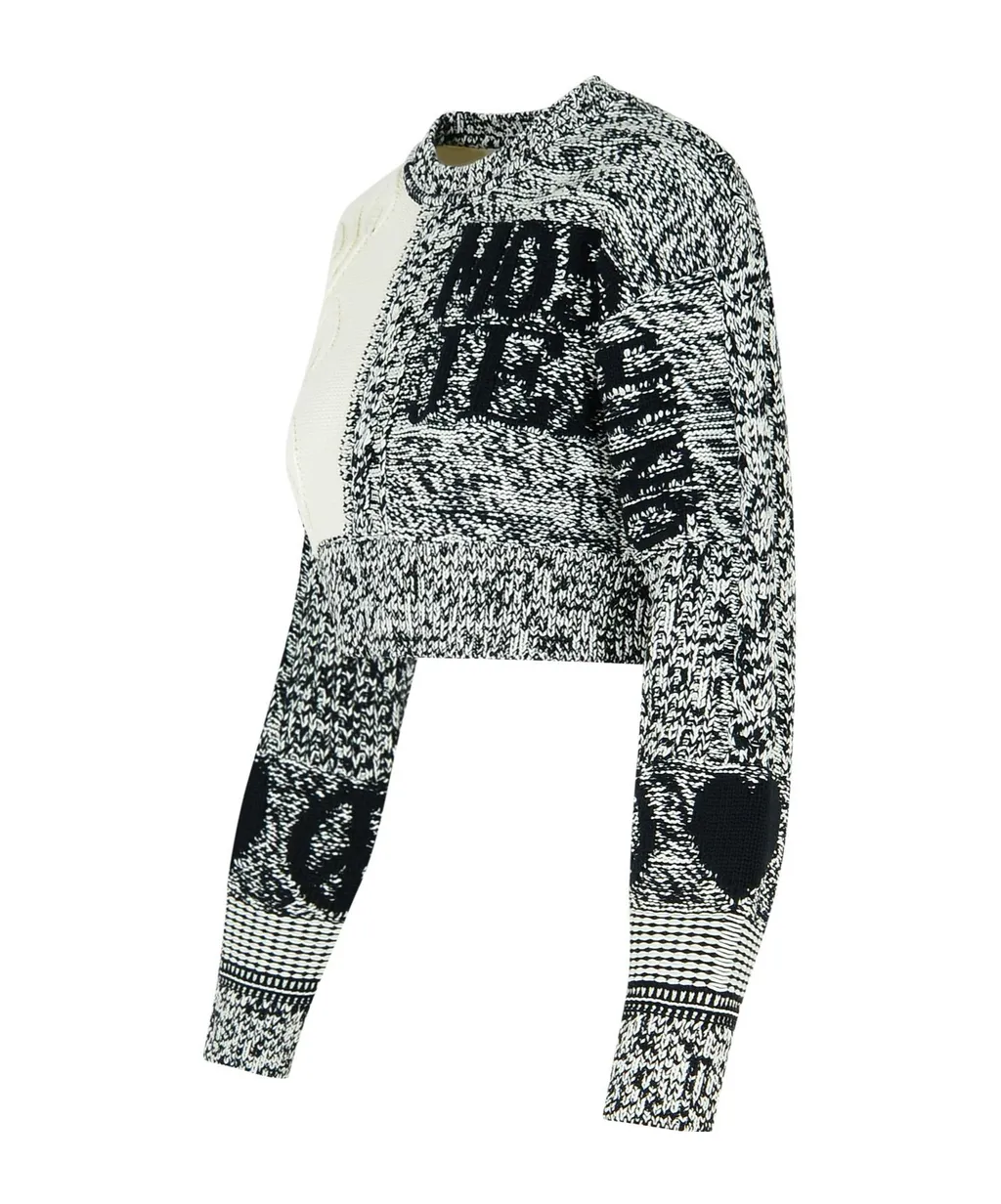 Jeans Logo Intarsia Cropped Jumper