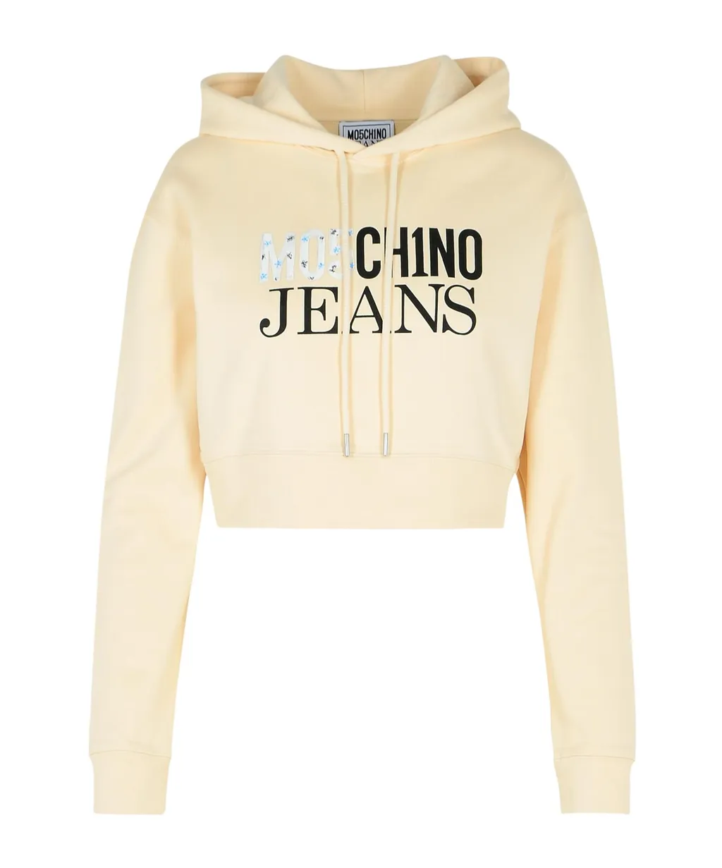 Logo Printed Cropped Hoodie