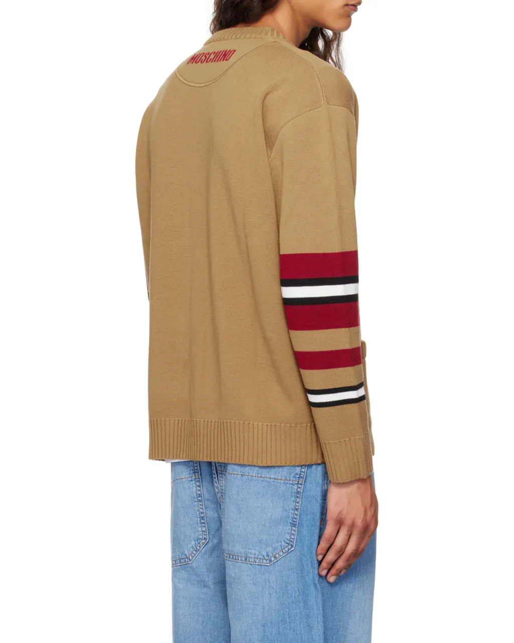 Virgin-Wool Cardigan With Stripe Trim