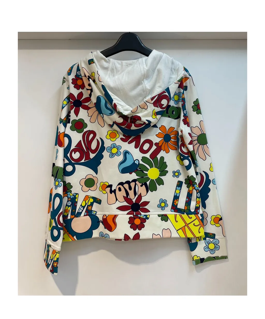 Printed Zipper Sweater