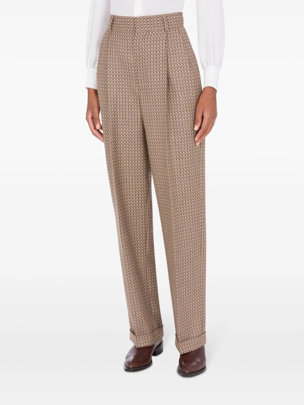 Geometric-Print Virgin-Wool Trousers
