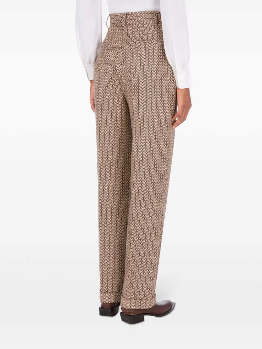 Geometric-Print Virgin-Wool Trousers