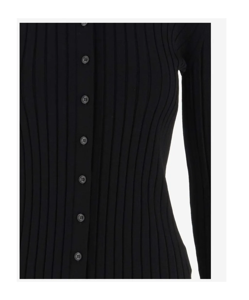 Ribbed Button-Up Top