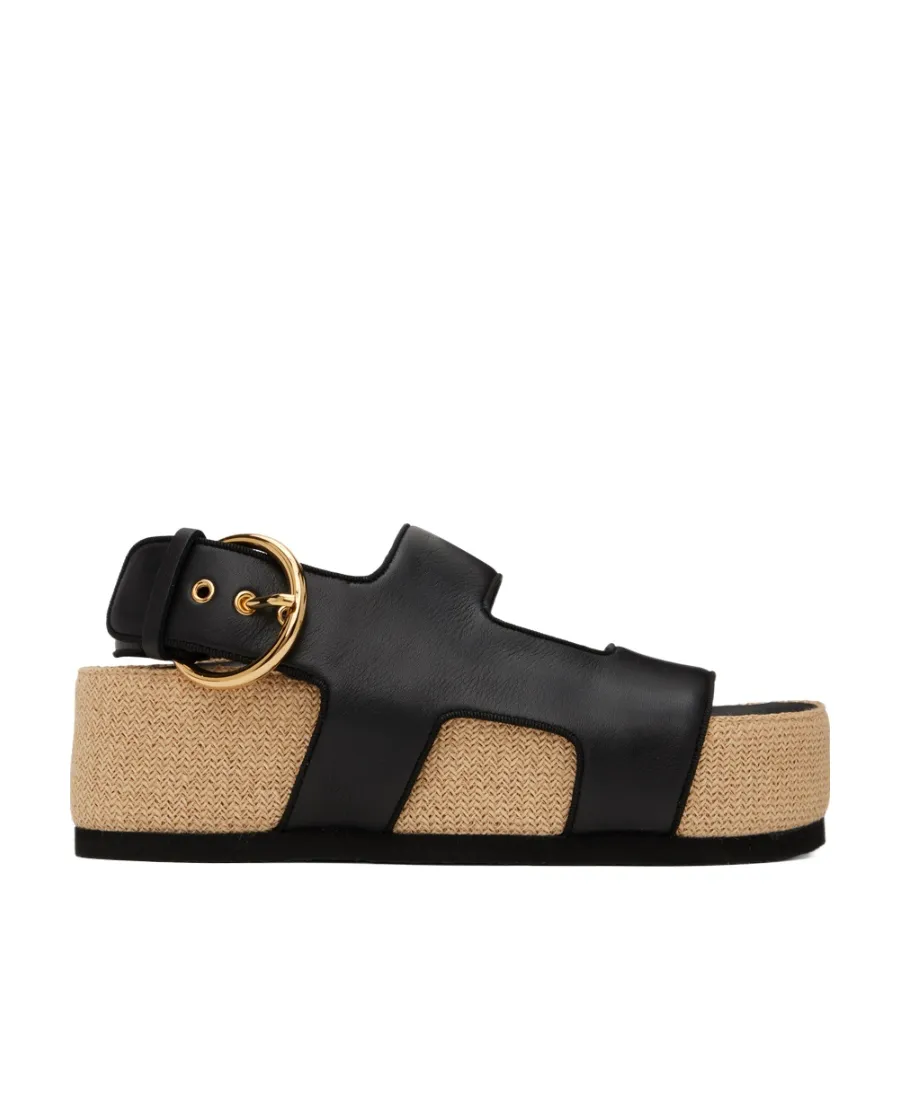 Contrast-Colored Platform Sandals