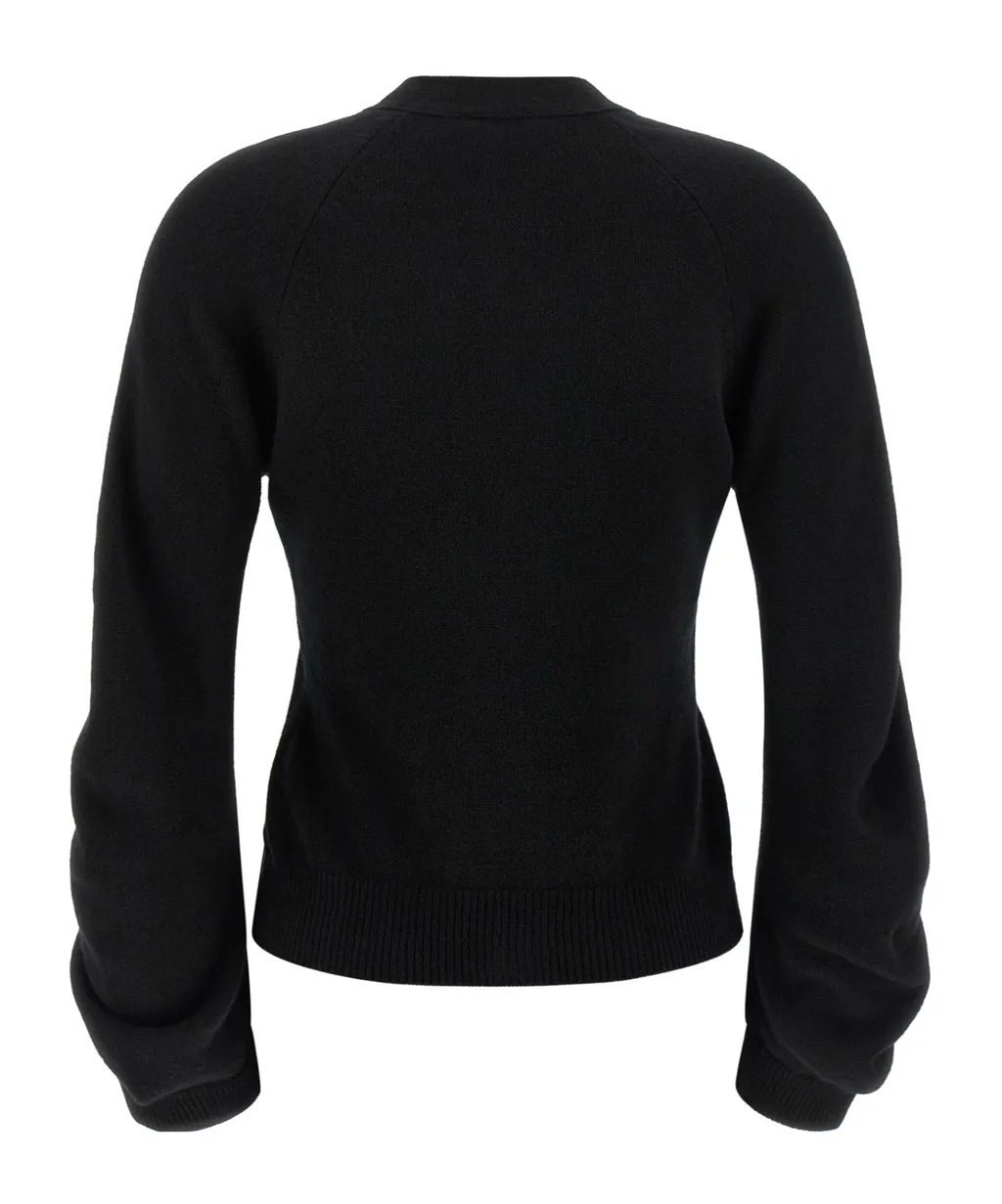 Curved-Sleeve Knit Cardigan