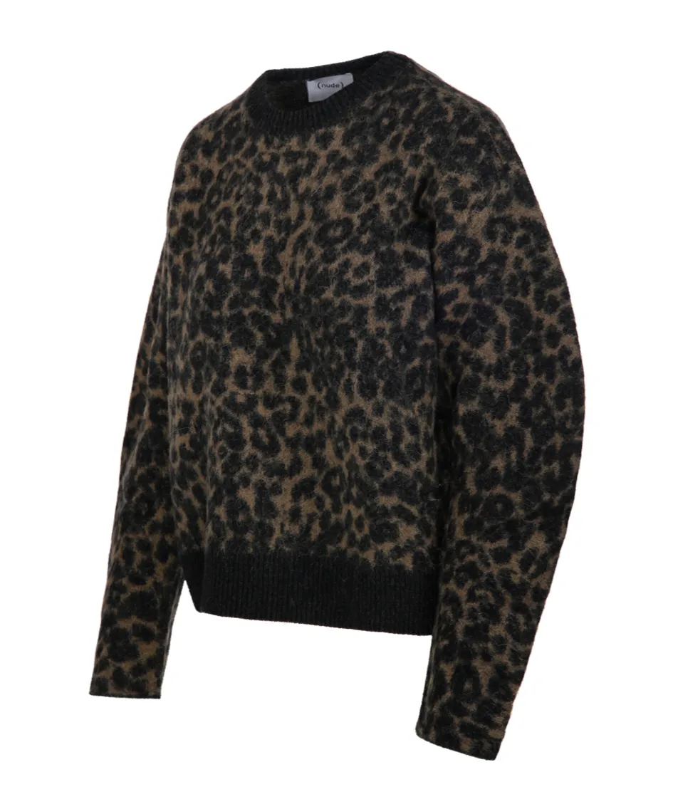Leopard-Print Balloon Sleeve Sweater