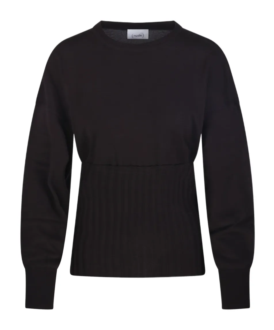 Ribbed-Panel Sweater