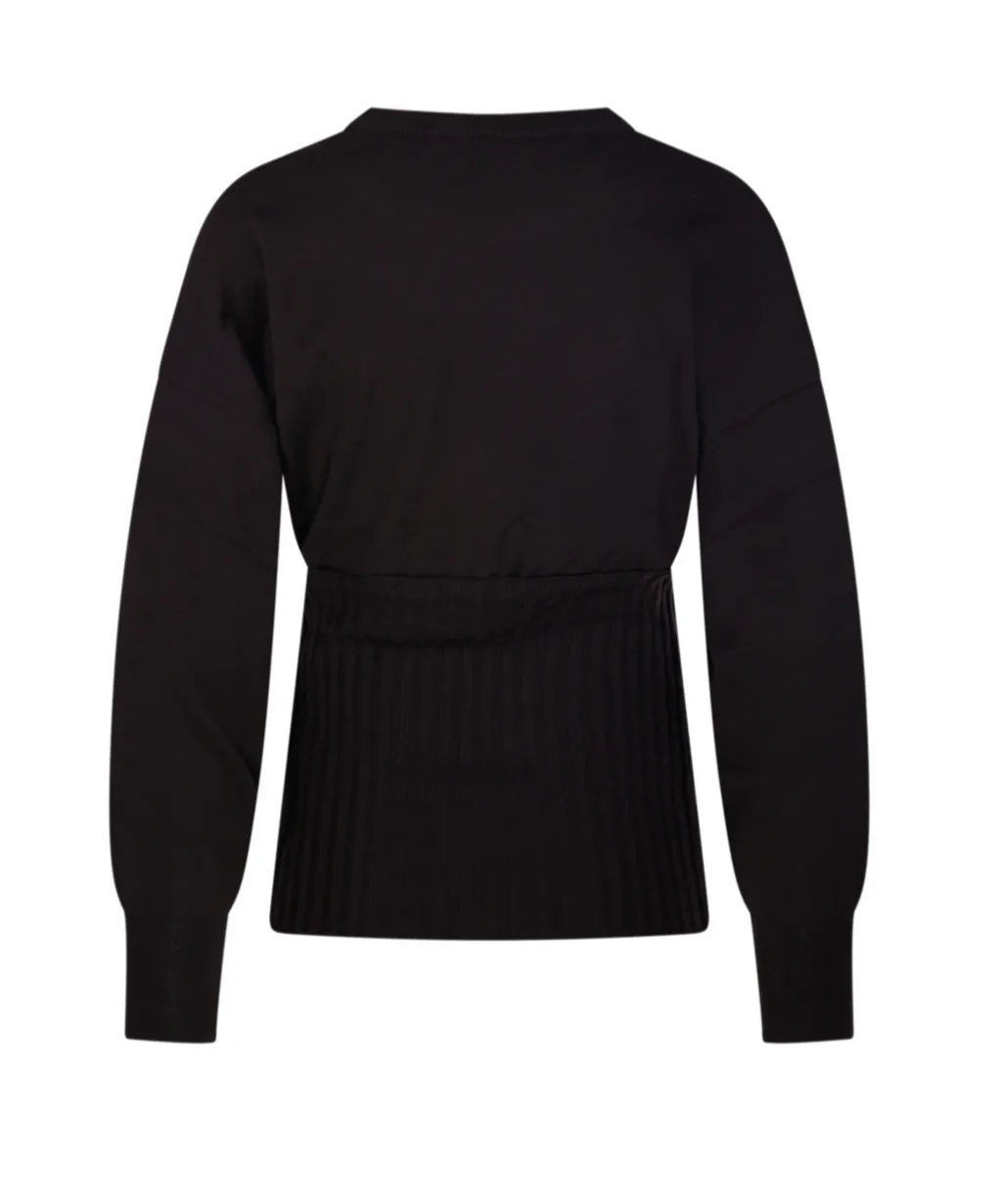 Ribbed-Panel Sweater