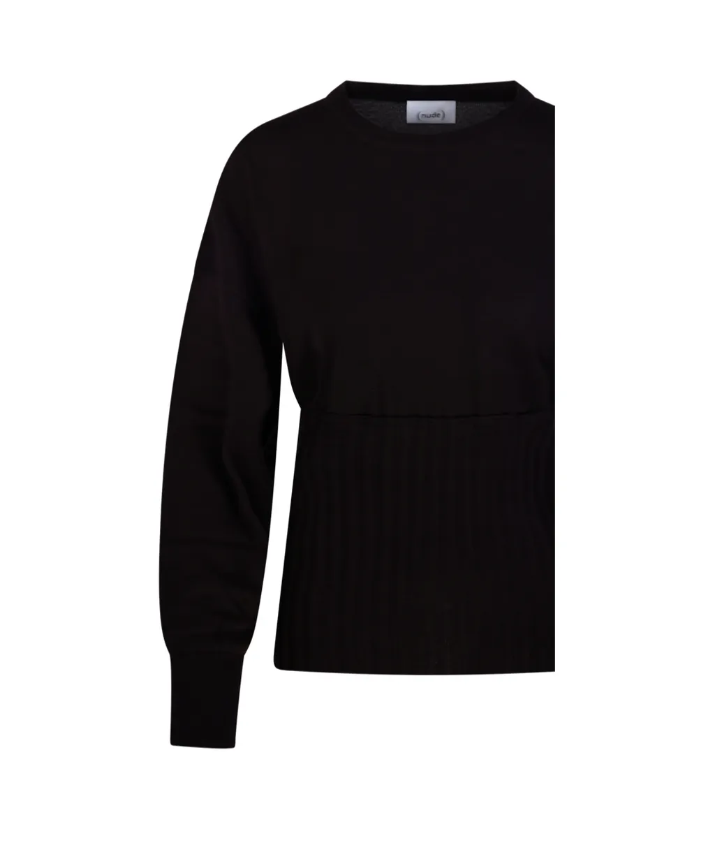 Ribbed-Panel Sweater