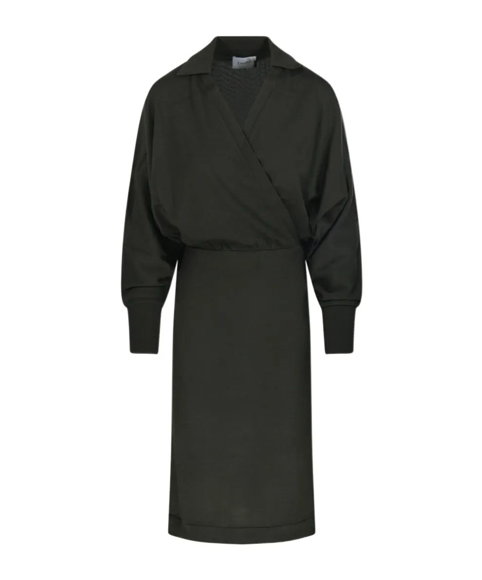 Wrap-Neck Ribbed Dress