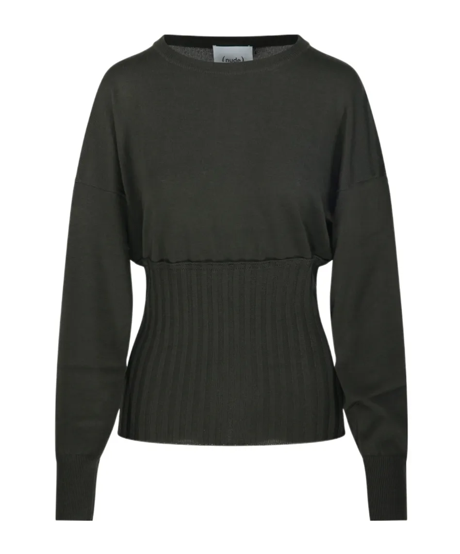Ribbed-Panel Sweater