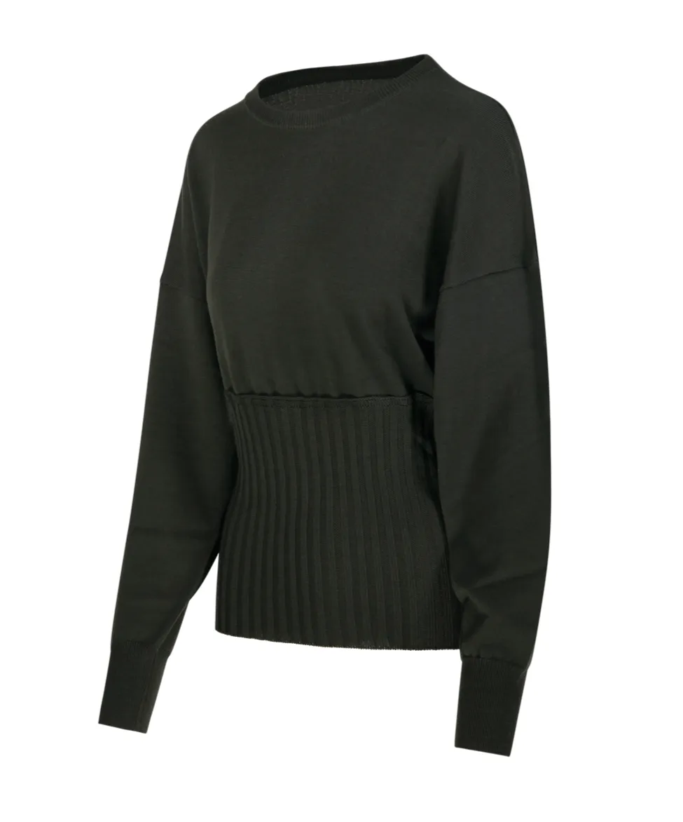 Ribbed-Panel Sweater