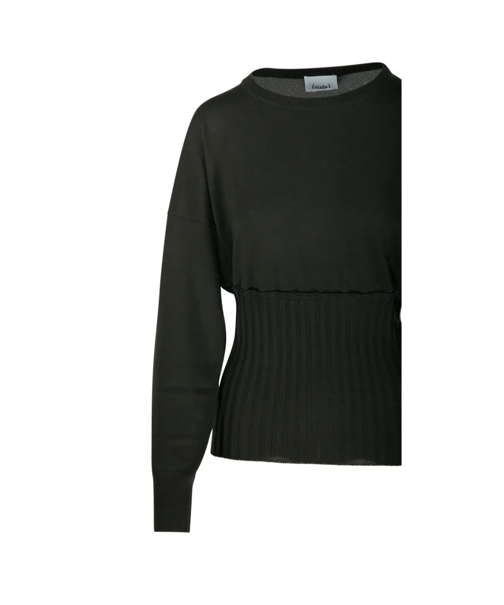 Ribbed-Panel Sweater