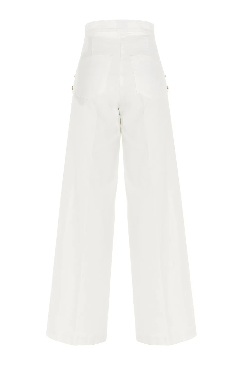 High-Waisted Button-Detail Denim Trousers