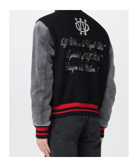 Varsity Logo Embroidered Button-Up Jacket