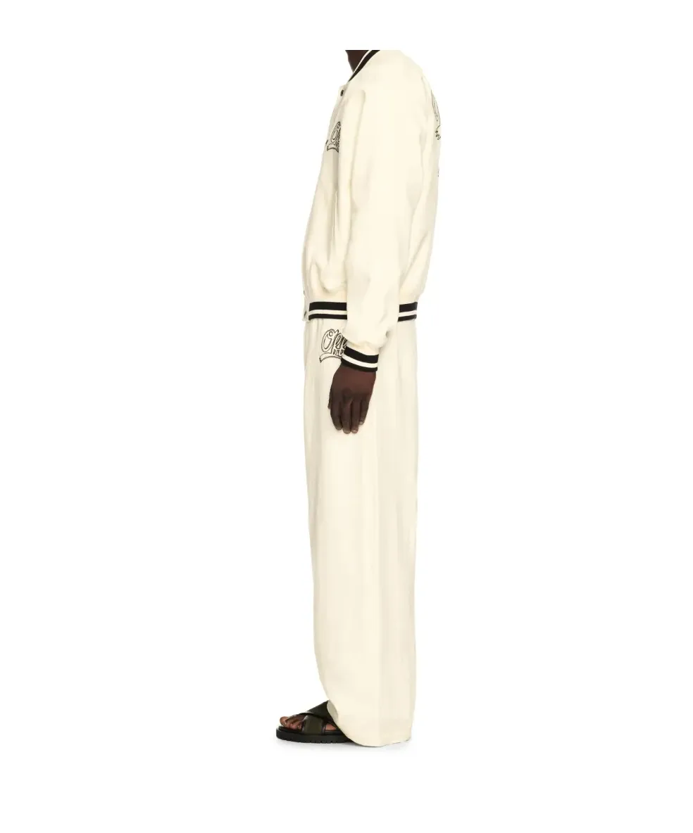 Logo Embroidered Wide Leg Pants