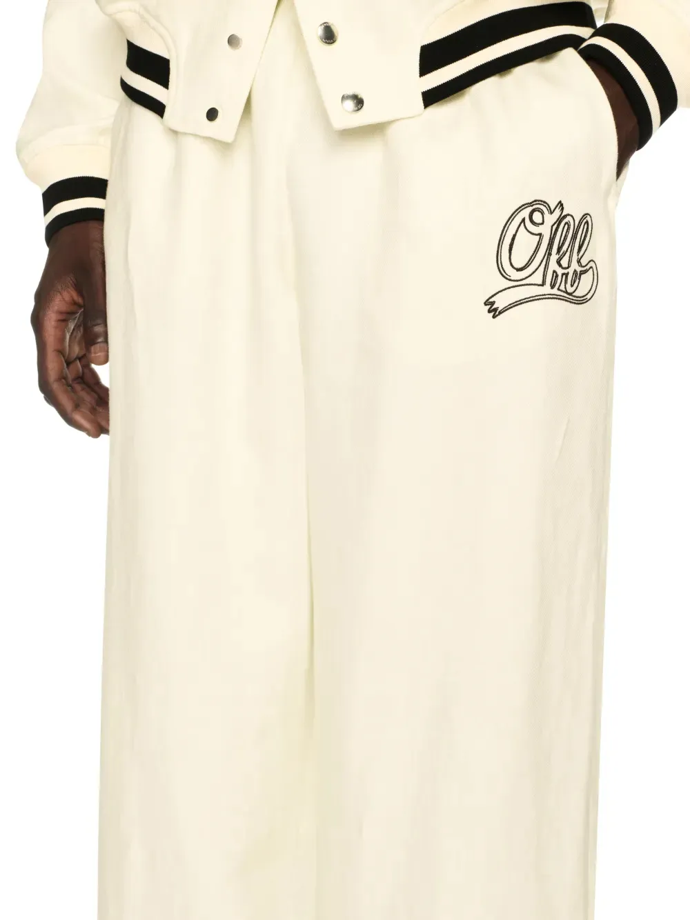 Logo Embroidered Wide Leg Pants