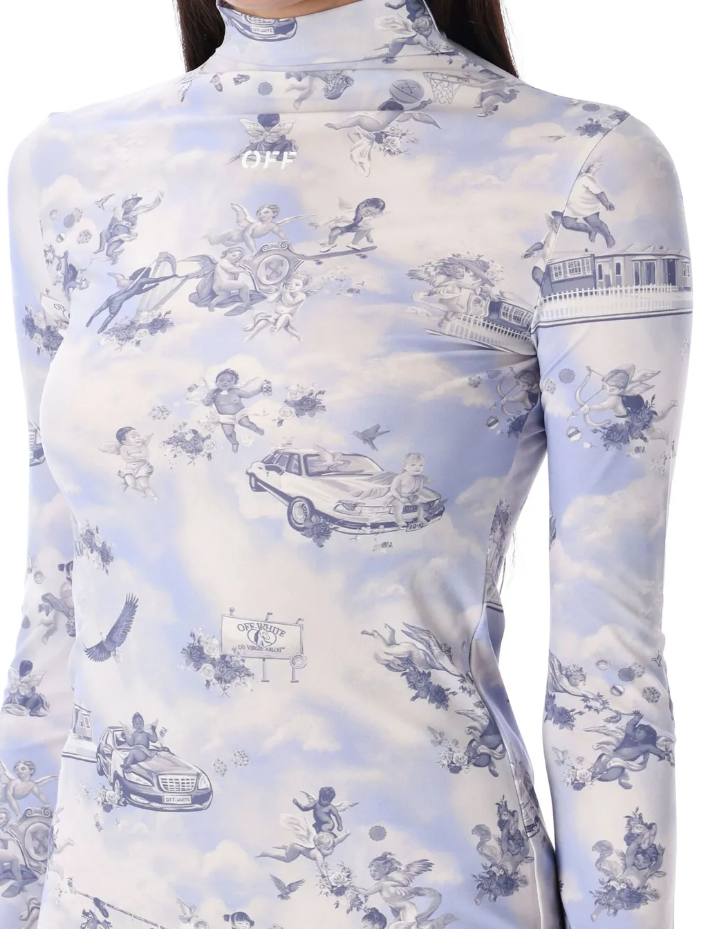 All-Over Printed High Neck Mini Dress