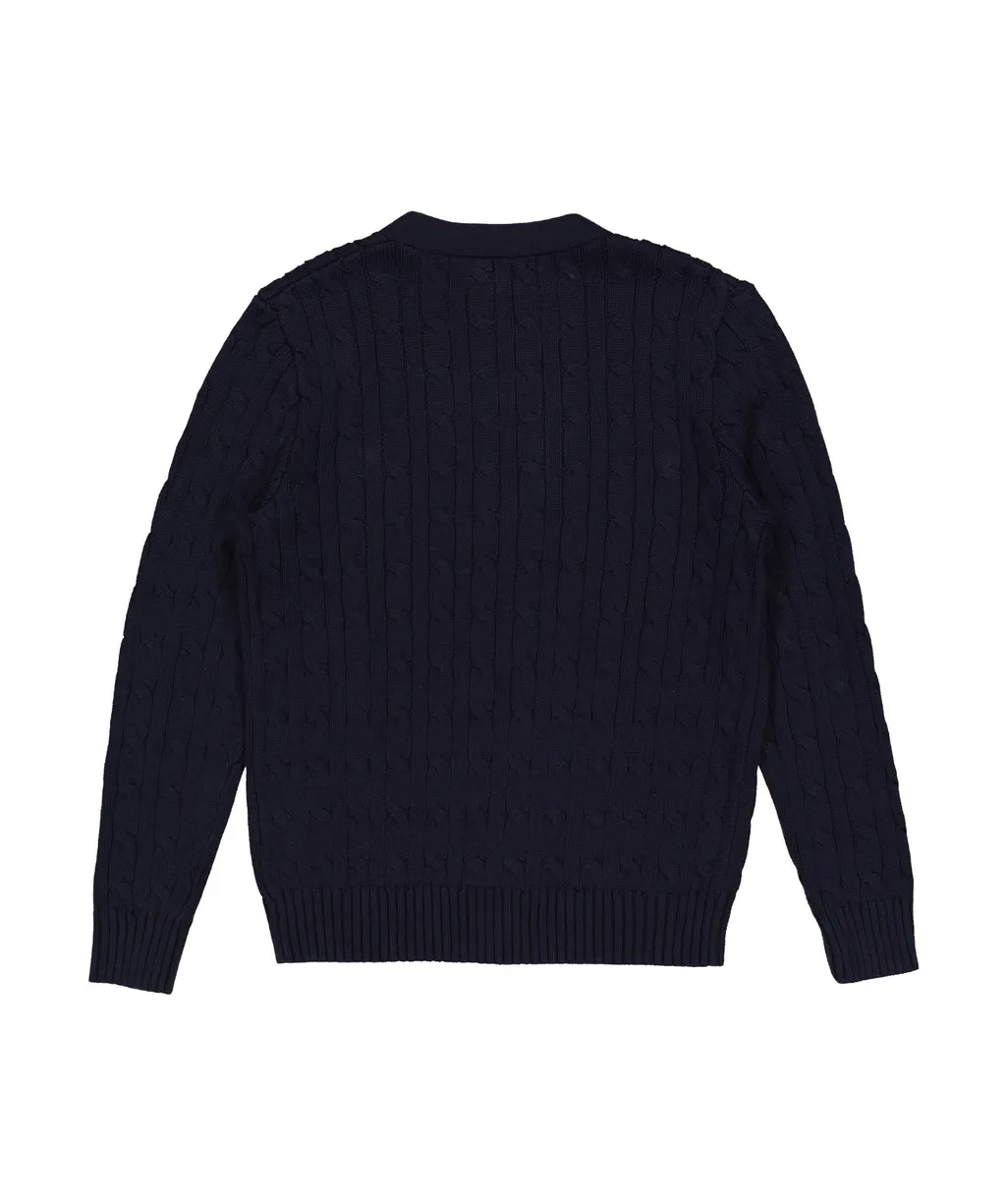 V-Neck Cable-Knit Cardigan