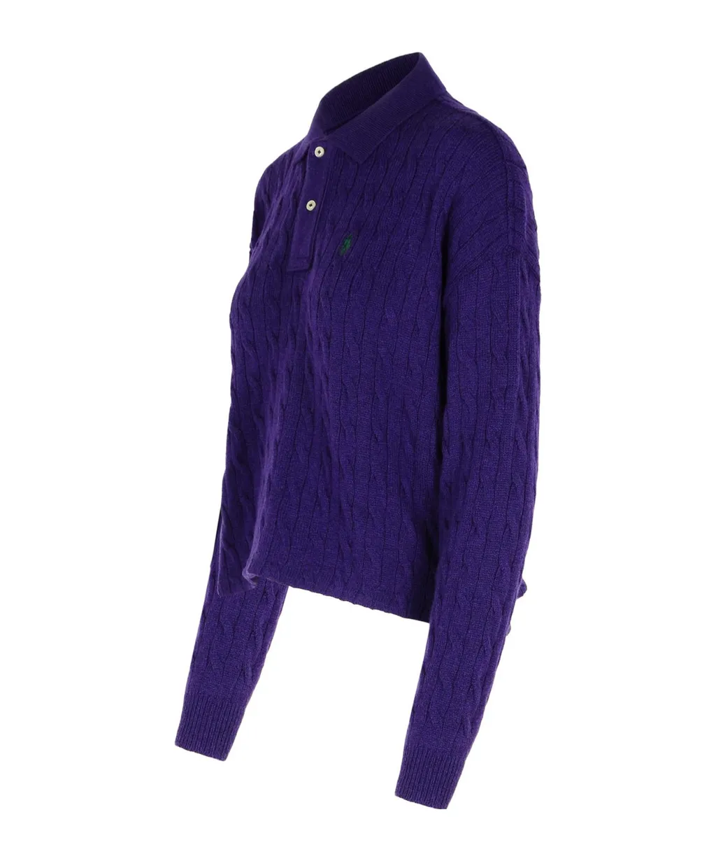 Pony Embroidered Cable-Knit Top