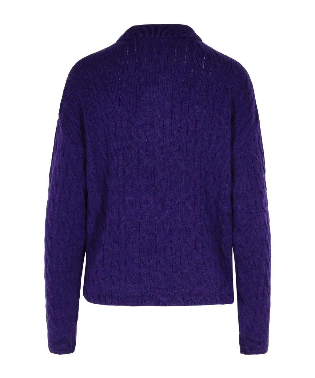Pony Embroidered Cable-Knit Top