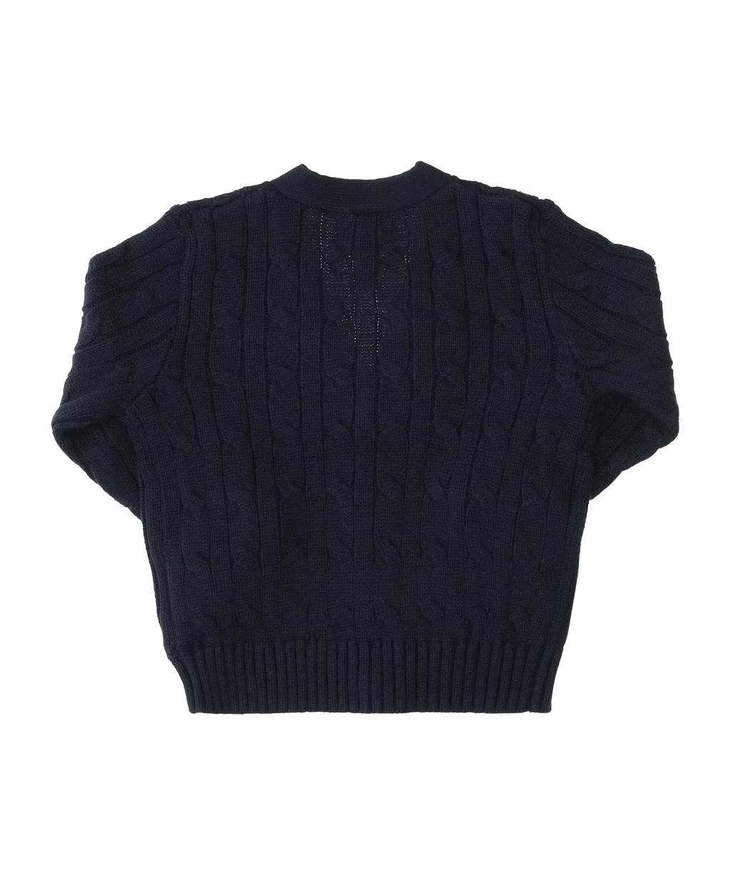 V-Neck Cable-Knit Cardigan