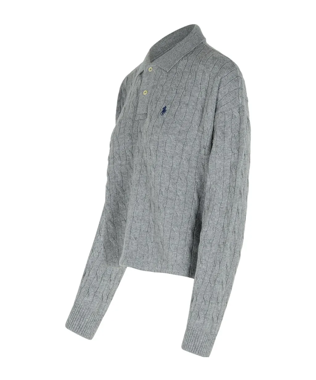 Pony Embroidered Cable-Knit Top