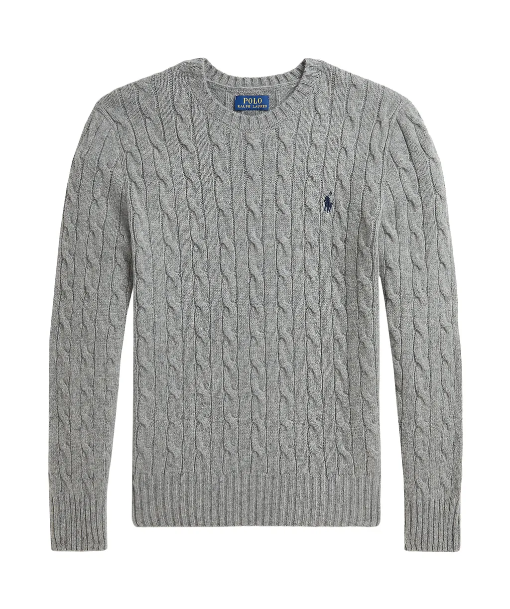 Logo Embroidered Cable Knit Jumper