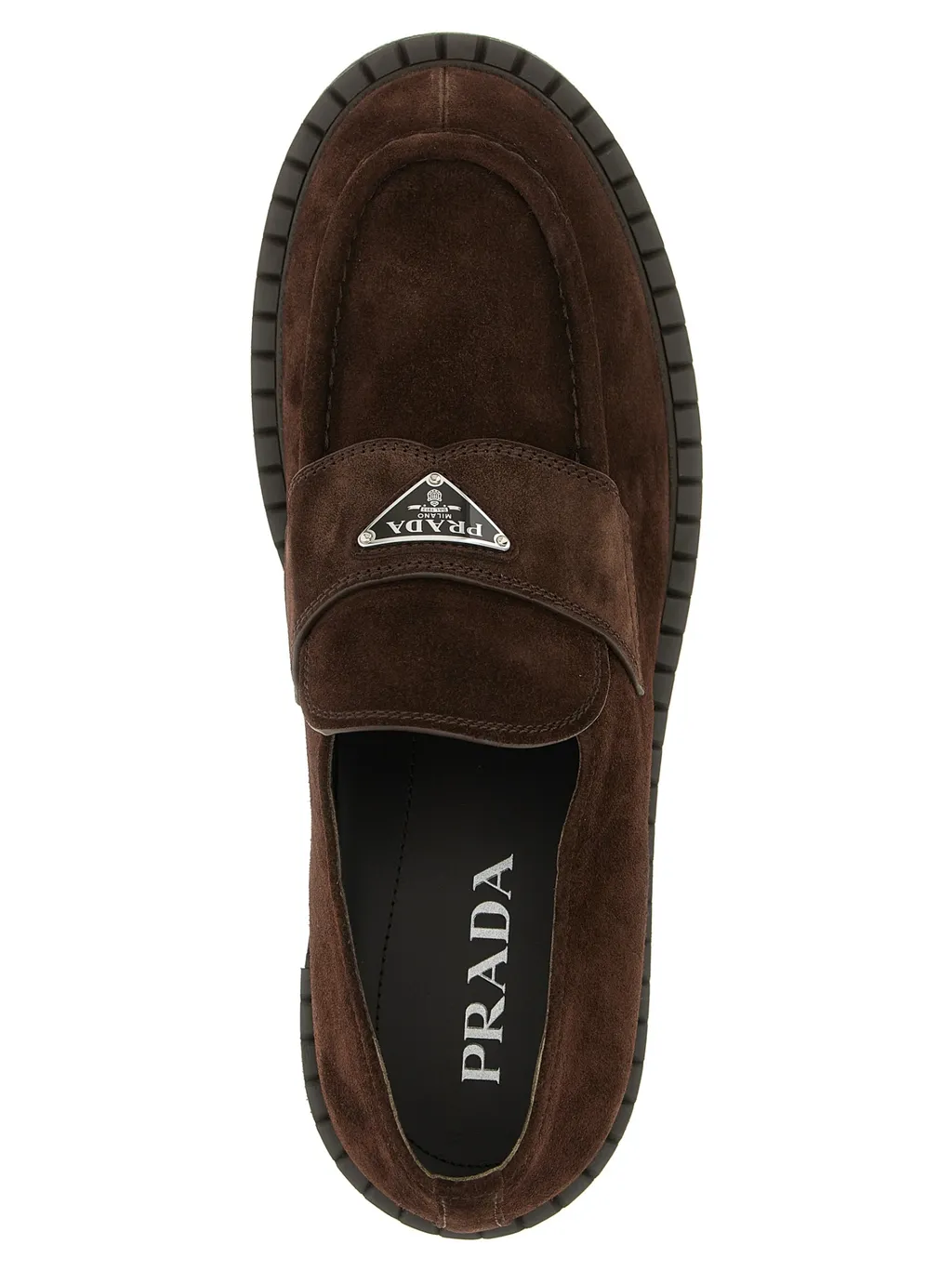Logo Plaque Round Toe Loafers