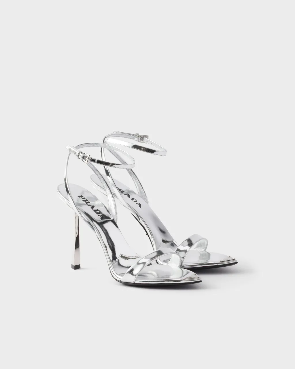 Metallic Leather High-Heeled Sandals