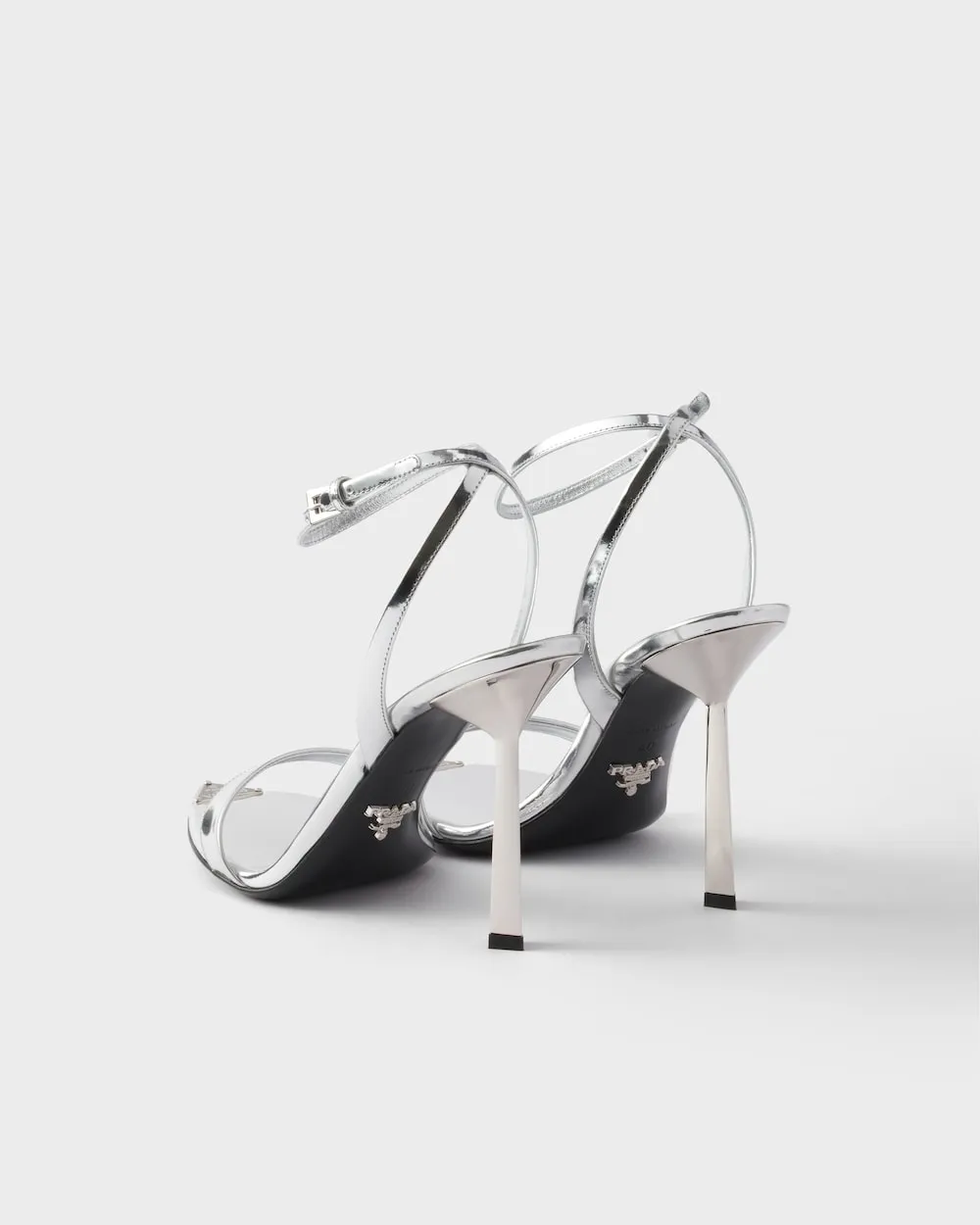 Metallic Leather High-Heeled Sandals