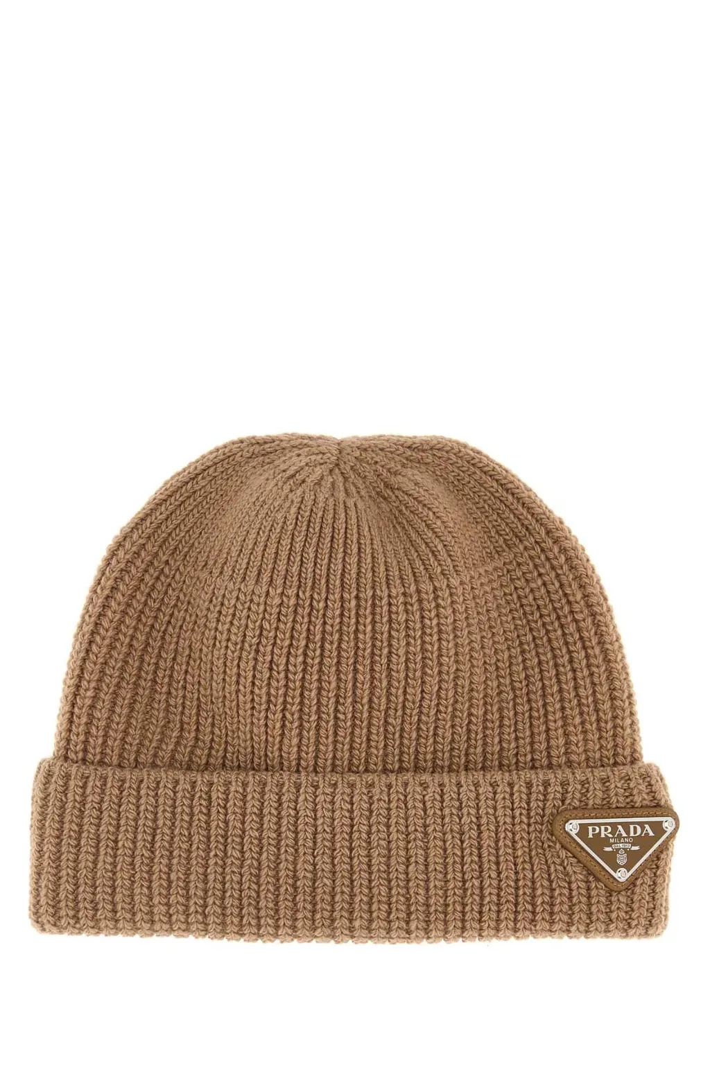 Ribbed Logo Plaque Beanie Hat
