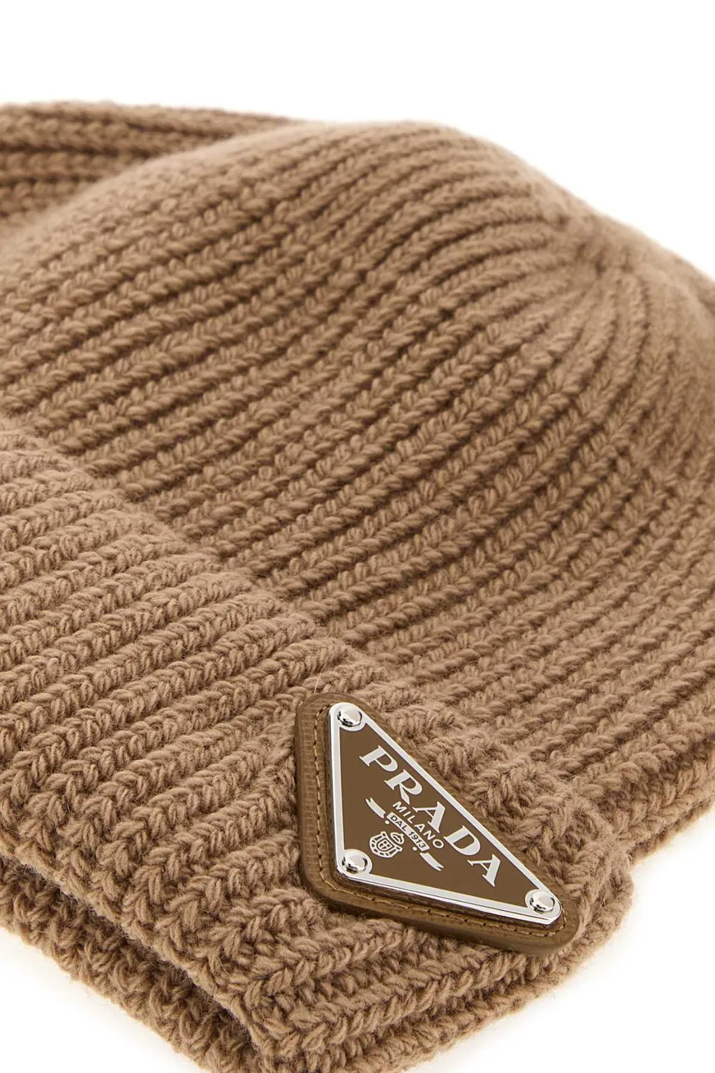 Ribbed Logo Plaque Beanie Hat