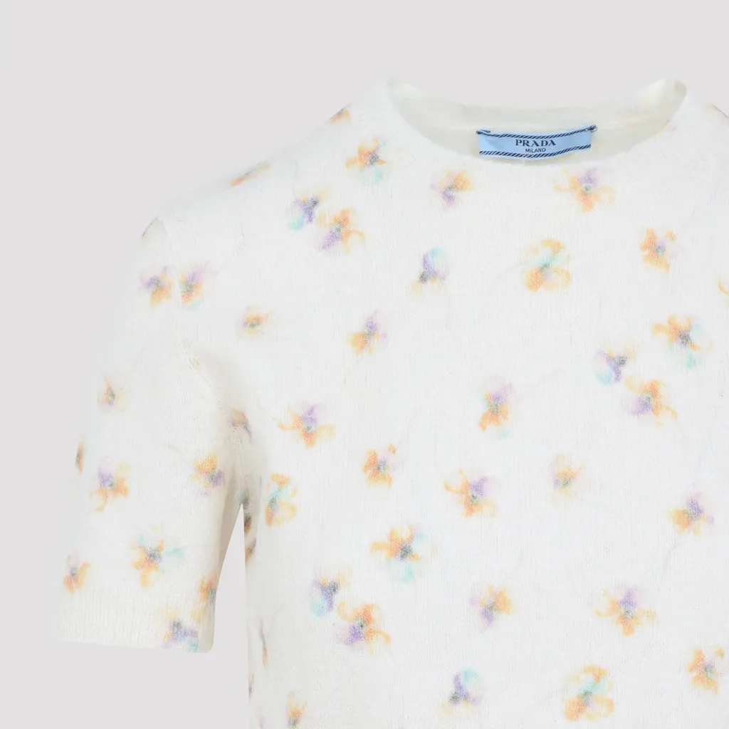 Floral Print Wool Crew-Neck Sweater