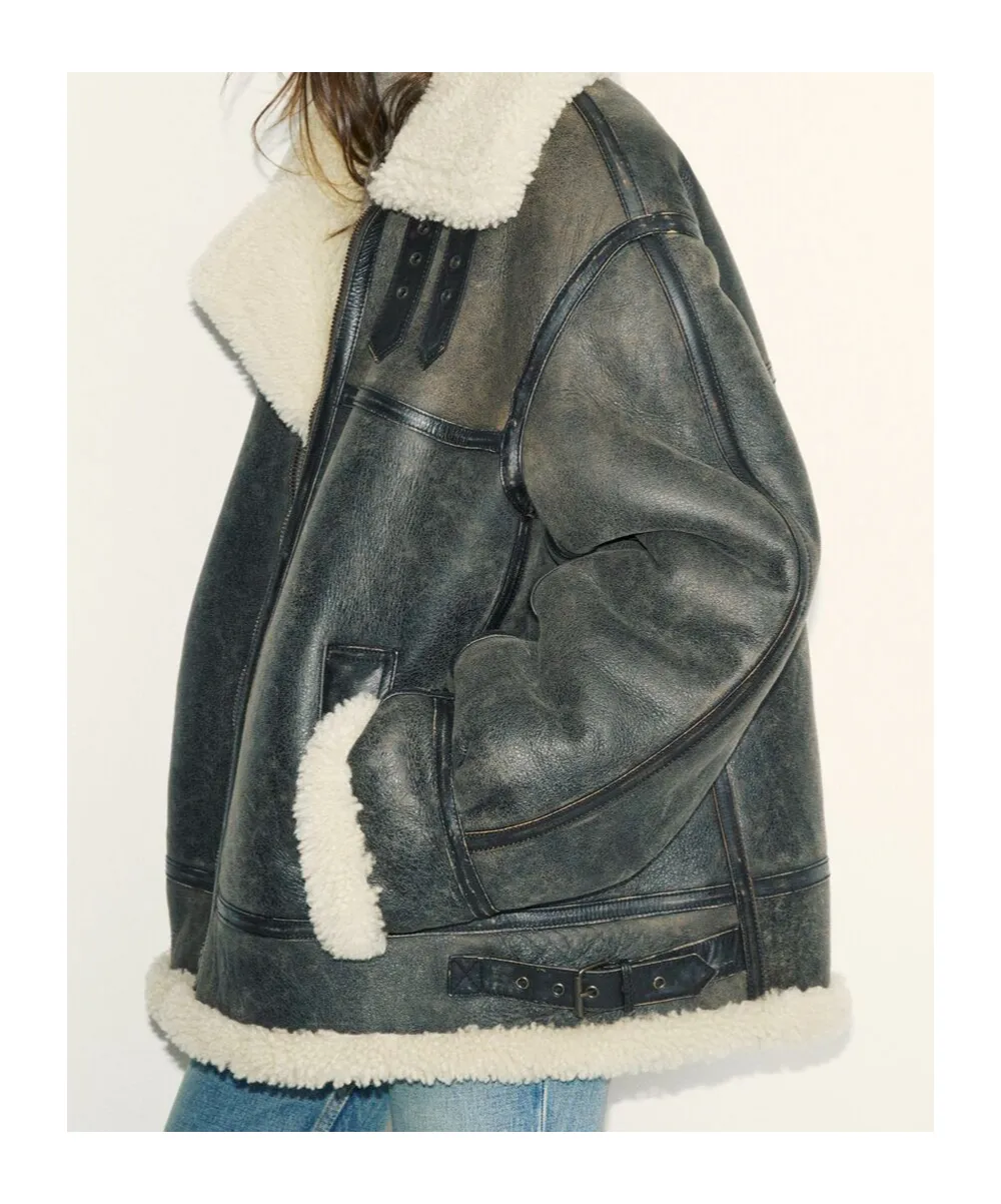 Zip-Up Drop Shoulder Aviator Jacket