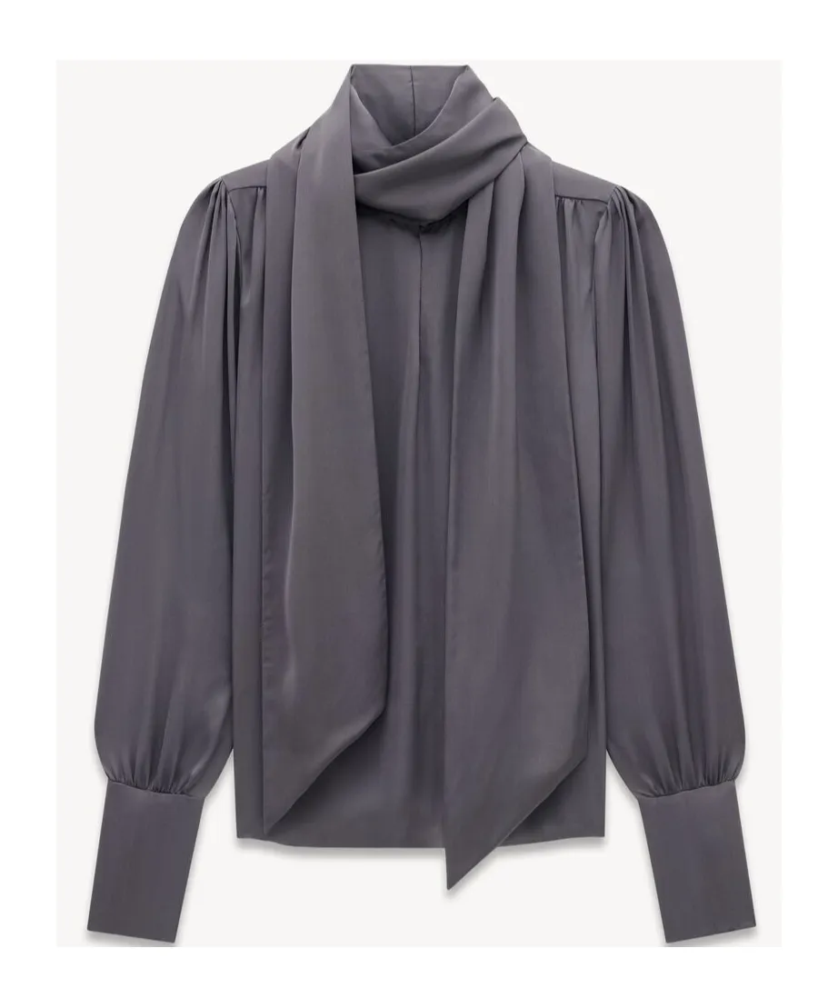 Pussy-Bow Gathered Blouse