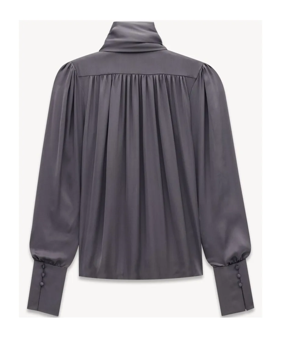 Pussy-Bow Gathered Blouse