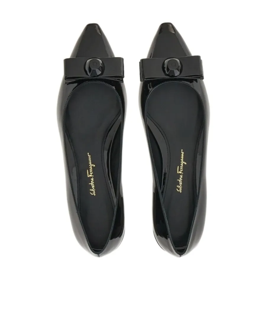 Vara Bow Leather Ballerina Shoes