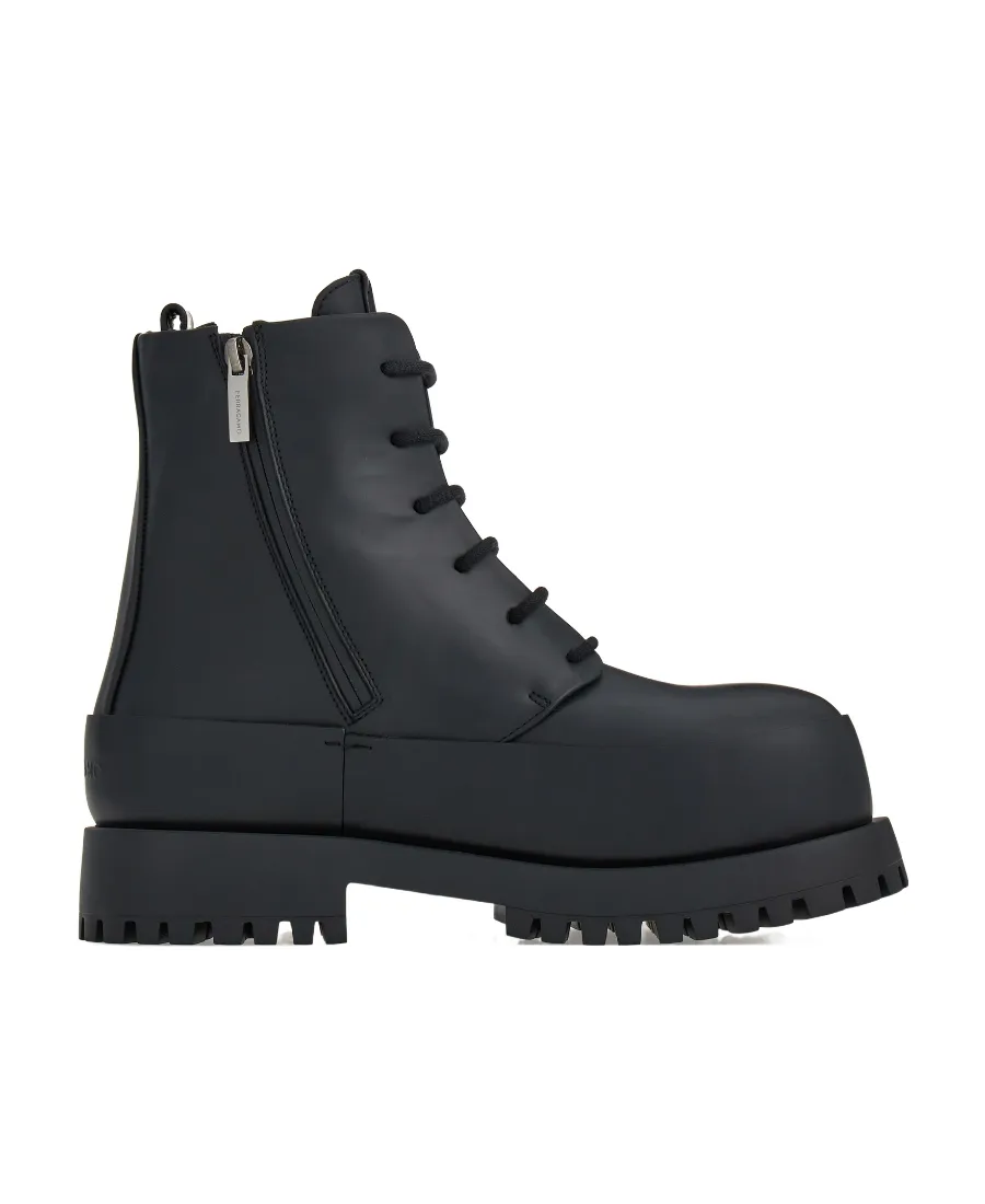 Round-Toe Tank-Sole Ankle Boots