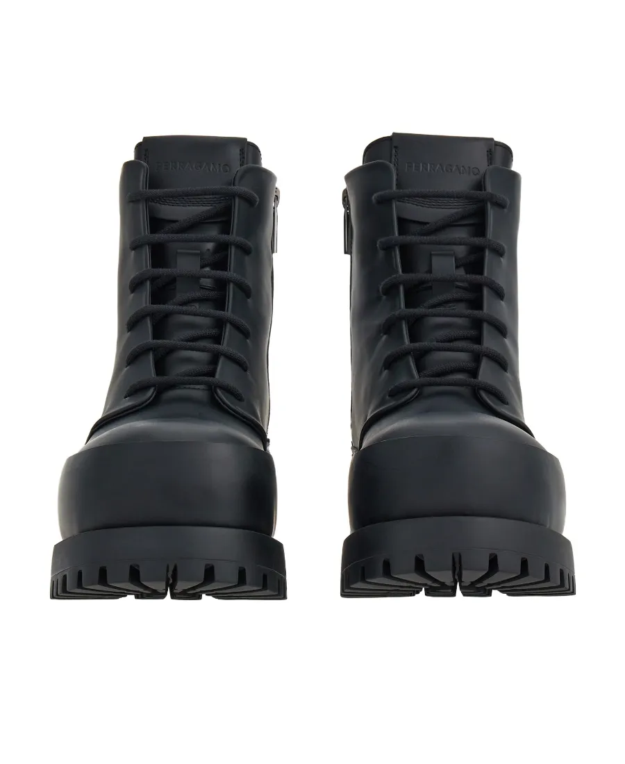 Round-Toe Tank-Sole Ankle Boots