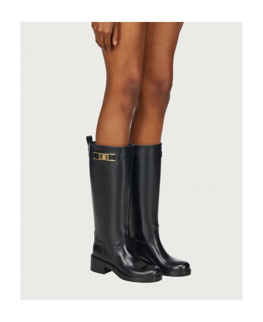 Gancini Round-Toe Knee Boots