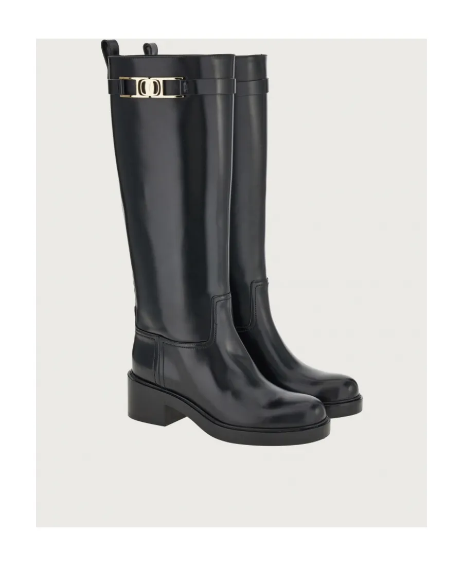 Gancini Round-Toe Knee Boots