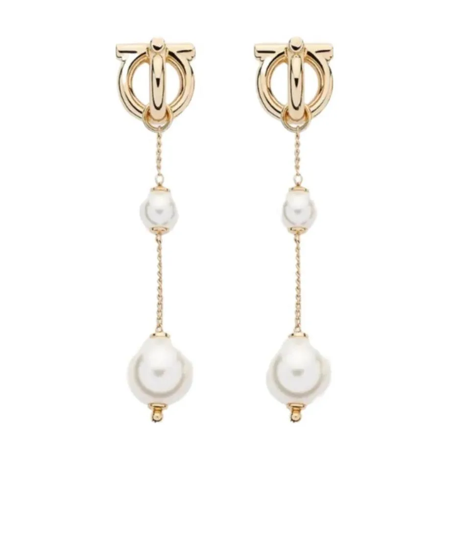 Gancini Pearl Pendant Earrings
