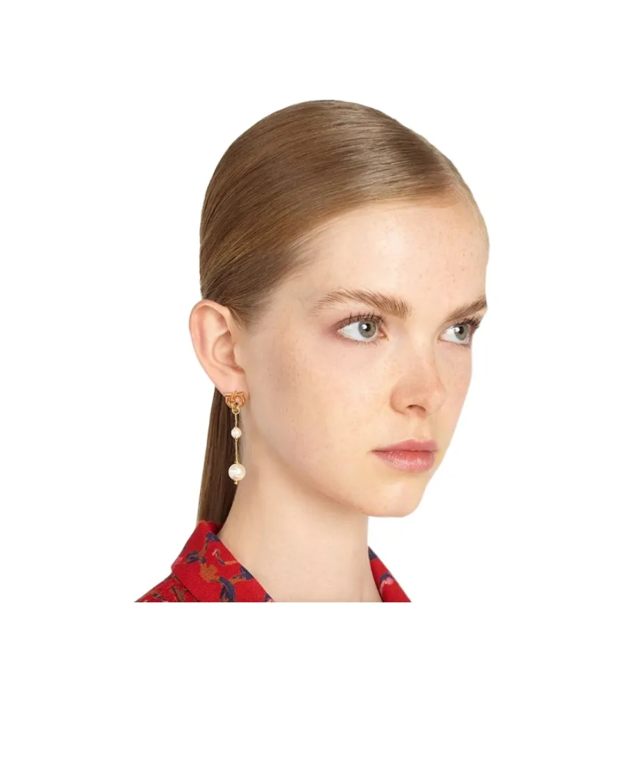 Gancini Pearl Pendant Earrings