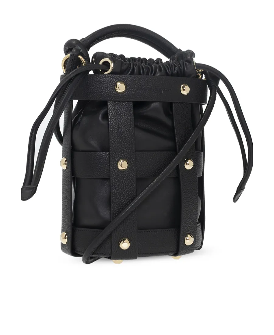 Embossed Logo One-Shoulder Bucket Bag