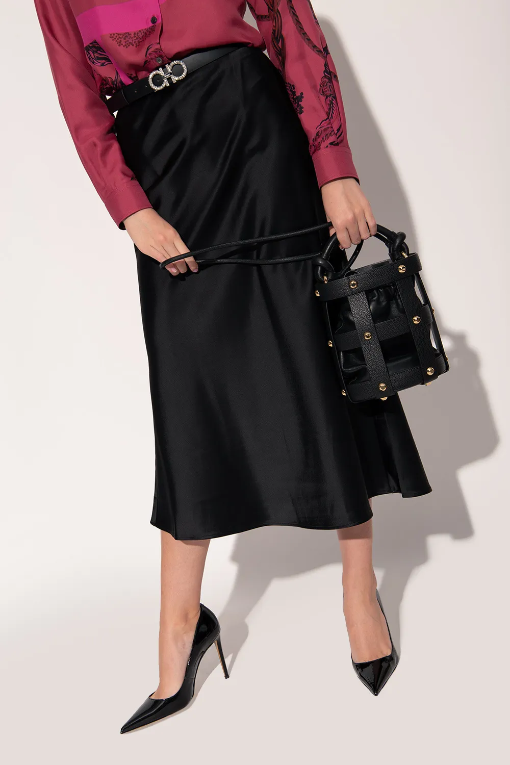 Embossed Logo One-Shoulder Bucket Bag